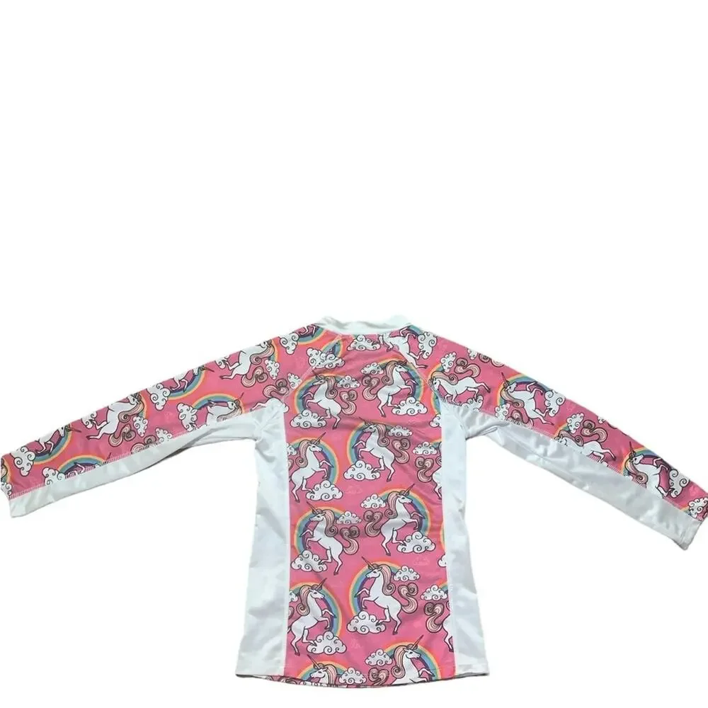 Jxstar Swim‎ Top Long Sleeve Girls Rainbow Unicorn Size 10-11yr old